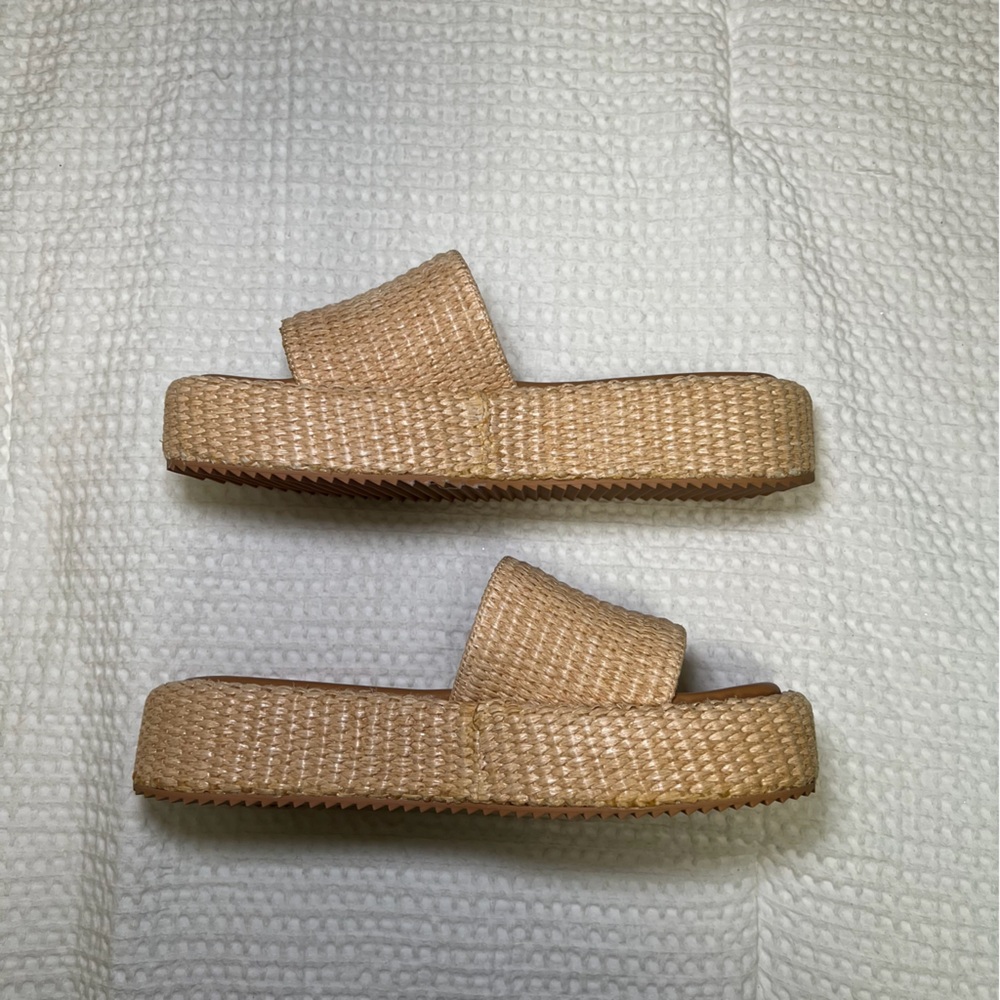 Natural Woven Slide Sandals - Picture 2 of 4